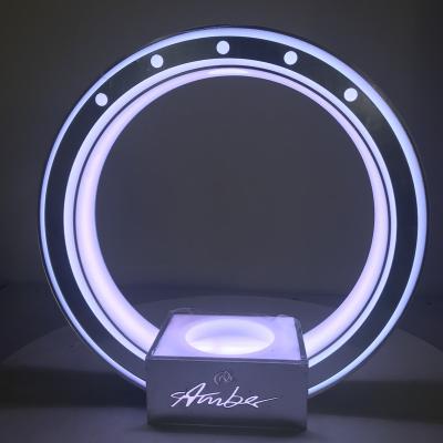 China Retail Store or Exhibition Rechargeable Customized logo Mirror LED Round Bottle Glorifier Display stand VIP Bottle Presenter for sale