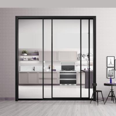 China Latest Design Modern Aluminum Slim Door Design Soft Closing Synchronized Slim Sliding Door for sale