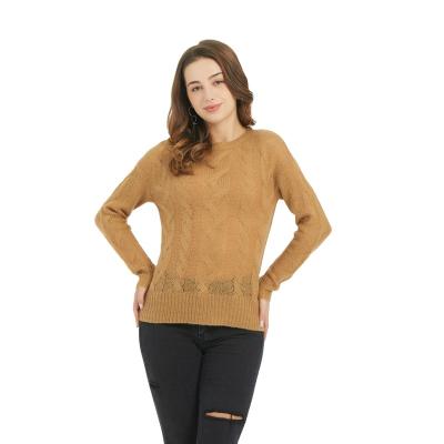 China Anti-Wrinkle Sample Spring Design Quick Sweater Computer Knitting Pullovers Crew Neck Cable Knitted Sweater Women for sale