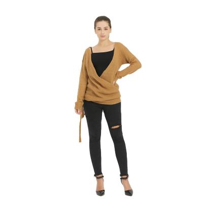 China Wholesale Anti-Wrinkle Favor Ladies Knitting Cardigan With Belt Women Wrap Top Sweaters for sale