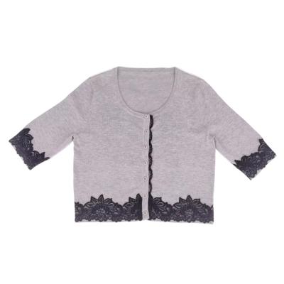 China High Quality Anti-Wrinkle OEM Sweater Ladies Sweater Lace Button Tank Top Knitted Crewneck Half Sleeve Sweater Cardigan Women for sale