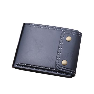 China Fashion Guangzhou 2022 button short men's wallet oil wax leather wallet good quality zipper fashion border men's dollar bags for sale