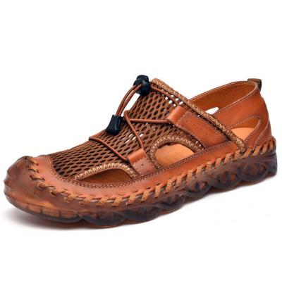 China New style massage summer genuine leather handmade stitching outdoor sandals for men for sale