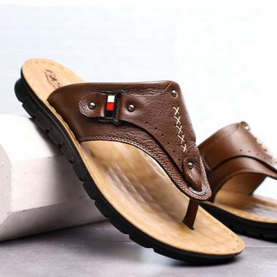 China Wholesale hot sale leather slipper men sandals high quality popular design massage custom new for sale