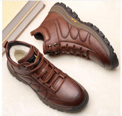 China Outdoor Genuine Leather Boots High Top Quality Warm Wool Massage Lining Winter Boots For Men for sale