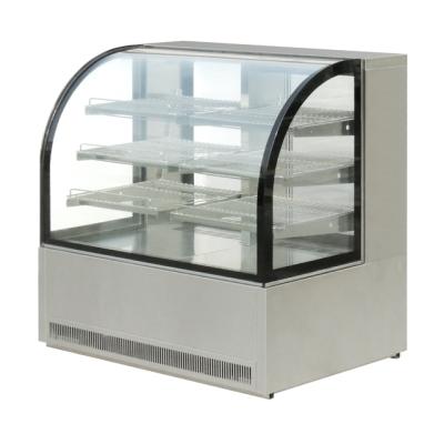 China Freestanding Stainless Steel Curve Refrigerator Showcase, Display Cake Refrigerator Showcase for sale