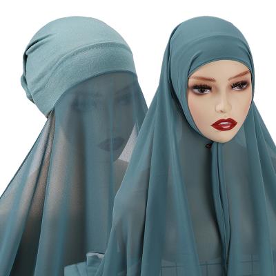 China 2021 fashion new custom underscarf simple chiffon snap hijab with inner tank top cover up headscarf shawl scarf for sale