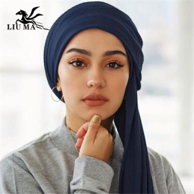 China 2020 New Fashion Fashion Stretch Breathable Premium Pleated Ribbed Tank Top Head Hijab Wrap Scarf for sale