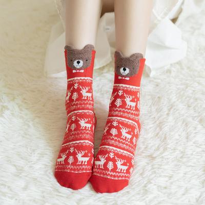 China Dropshipping Amazon QUICK DRY Christmas 2021 Cute Funny Animal Socks For Women Bulk Wholesale Custom Cotton Socks Women Calcetines for sale