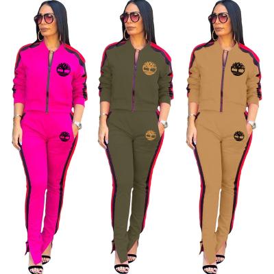 China Anti-pilling Women Sweat Suits Pants Long Sleeves Winter Two Piece Clothing Set of 2 Piece Fashion Print Contrast Color Tracksuits Joggers for sale