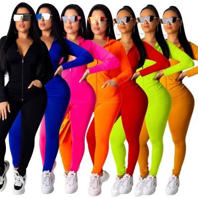 China Soild Color Warm Hoodie Long Sleeve Clothing Women Factory Sale Anti-Wrinkle Jogging Sweatsuit Suit Two Piece Pants Clothing Set Vendors for sale