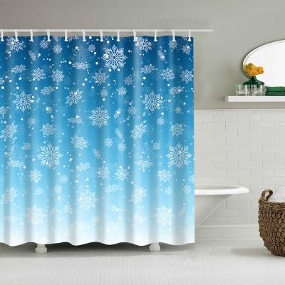 China Viable Factory Wholesale Snowflake Pattern Christmas Decoration Bathroom Shower Curtains And Covers for sale