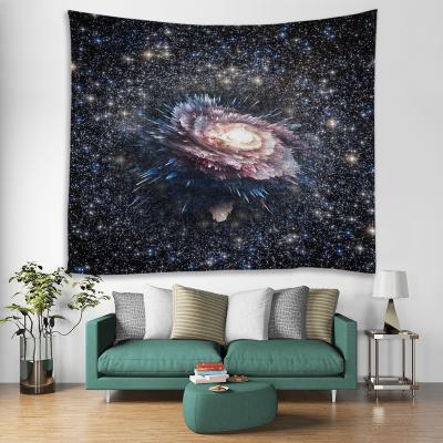 China Digital printing; Strong color fastness; Machine Washable Custom Design Night Sky View Digital Print Wall Hanging Knitted Tapestry for sale