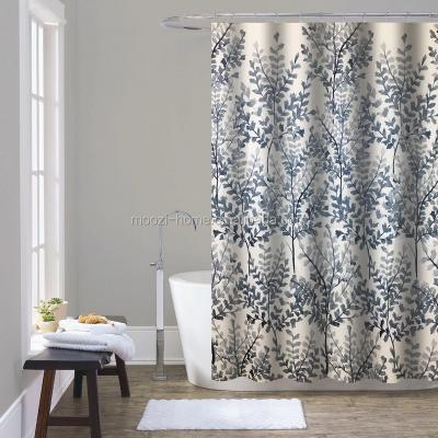 China Viable Wholesale Custom Made High Quality Fabric Flower Shower Curtain Bathroom For Hotel for sale