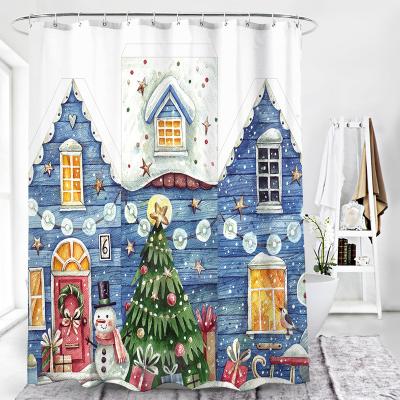 China Sustainable Wholesale Custom Waterproof Fabric Bathroom Curtain Set Printed Shower Curtain Set for sale