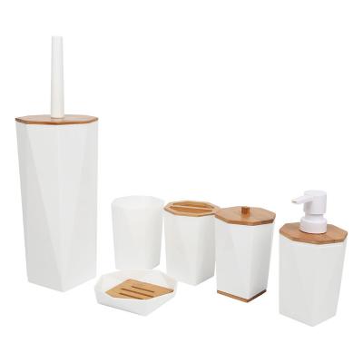 China MOOZI Sustainable Material 6pcs Ceramic White Bathroom Sets Washroom Accessories for sale