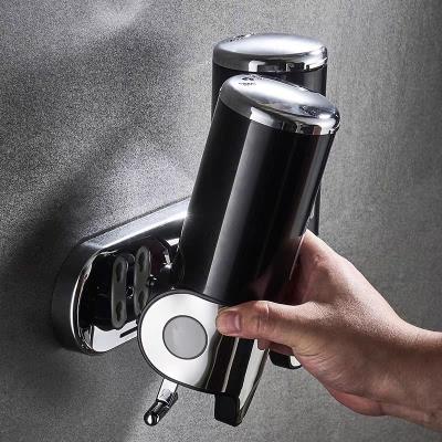 China Double Wall Mounted Soap Dispenser Stainless Steel Shampoo Conditioner Dispensers Bathroom Soap Dispenser for sale