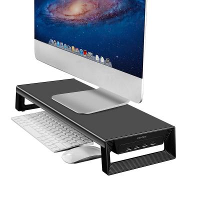 China Vaydeer 4 USB Ports Hub Organizer Desktop Computer Monitor Riser Metal Computer Monitor Stand Desktop Riser Computer Monitor Base For Imac for sale