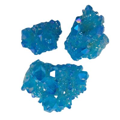 China China Light Blue Quartz Crystal Titanium Coating Rainbows Crystal Group for sale