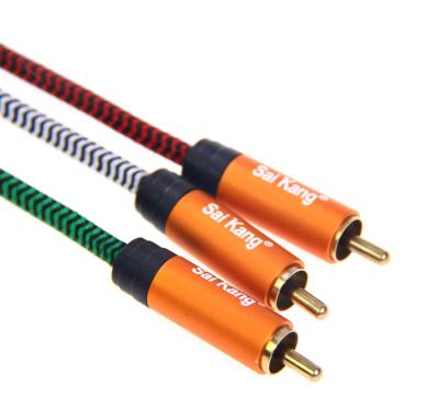 China Hot Selling RCA Connector Speaker to 2 RCA Jack Cable Male to Male for TV Box/VCR/Loudspeaker for sale