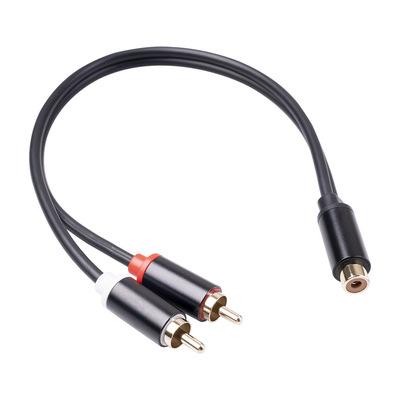 China New Female Speaker Spot Zinc Alloy RCA Gold Plated Plug To Dual RCA Male Mixer Adapter Audio Cable 0.3m for sale