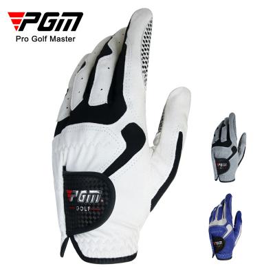 China Blue Custom Logo Premium Microfiber Glove Mens PGM ST017 Golf Leather Golf Gloves for sale