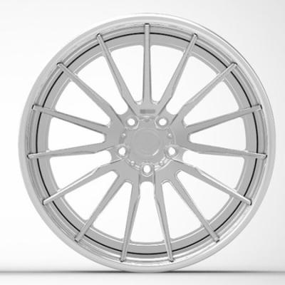 China Forged Custom Wheels 3 Piece Structure Aftermarket Rims Staggered Polished Outer lip and Brushed Center Disk for sale