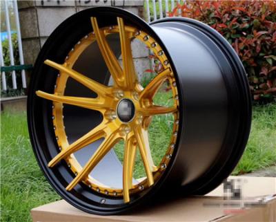 China BC70 Cheap Golden Rim Benz Super Deep Concave Forged 2 Piece Wheels for sale