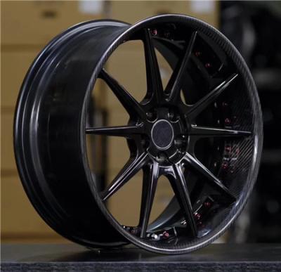 China BBF16 Cheap Carbon fiber film Custom Forged 2 Piece Wheel Black barrel for sale