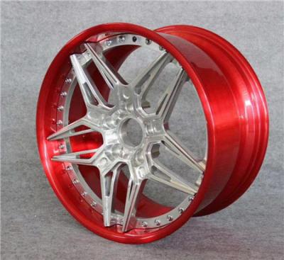 China BBF17 Cheap BMW Custom Forged 2 Piece Wheels Pentagram Chrome barrel Red for sale