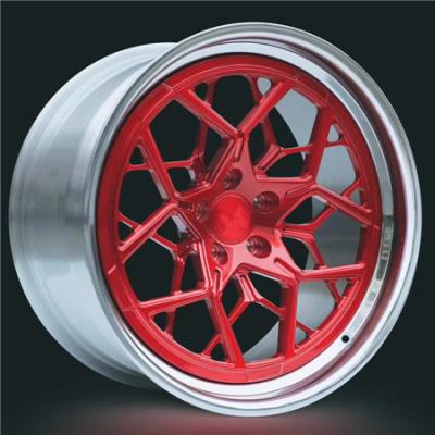 China BBF18 Cheap Step Lip Rims Forged 2 Piece Wheels Red Center Polished barrel for sale