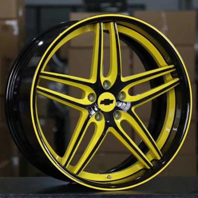 China BBF21 CHEVROLET Camaro Cheap Step Lip Forged 2 Piece Wheels Yellow Rims for sale