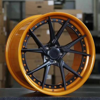 China BBF22 CADILLAC ATS Cheap Step Lip Forged 2 Piece Wheels black Orange Rims for sale