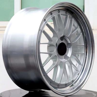 China BSL28 Cheap Replica BBS LM Step Lip 3-Piece Wheel Silver Center Polish Outer Rim for sale