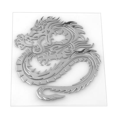 China ETIE Car Badges Emblems Nickel Alloy Metal Sliver Easy Removable Custom Dragon Designed Laptop Nickel Sticker for sale