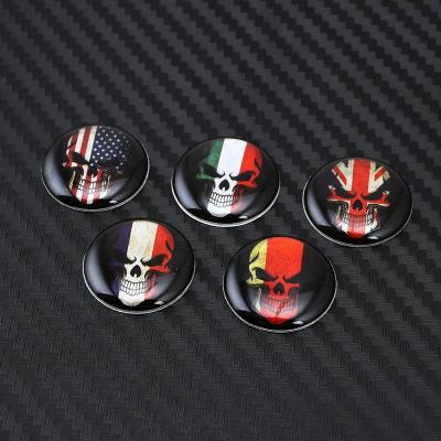 China Custom Design 3D Skull Body Stickers Body Badge Sticker Gel Label Logo Epoxy Resin Zinc Alloy Dome for sale