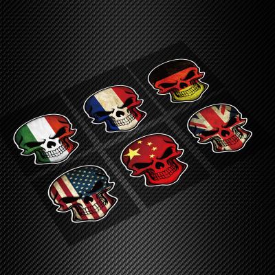 China Custom Skull Low MOQ ETIE PVC Bumper Sticker Car Window Decal Waterproof National Flag Design For Car Decor Accessories for sale