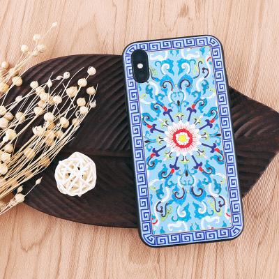 China ETIE Art Design Printed China Retro Elegant Classic Style Emboss Phone Decor Accessories Protective Mobile Phone Case for sale