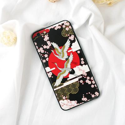 China Low MOQ ETIE crane design crane phone printing machine cover uv elegant custom emboss tpu pc cell phone case for iphone for sale