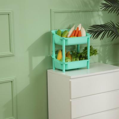 China Vegetable and Fruit Storage Rack Storage 2-Tier Kitchen Organizers Storage Bins Plastic Home Storage Bins Shelf Baskets for sale