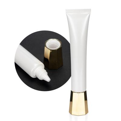 China Oversized Cap New Arrival Dia22mm Eye Cream Squeeze Tube Needle Nose Tip With Gold Silver Cap for sale