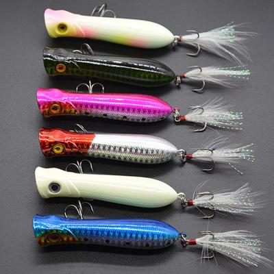 China ABS Plastic 3D Eyes 8.4cm 12g Saltwater Floating Snap Fishing Lures With Feather for sale