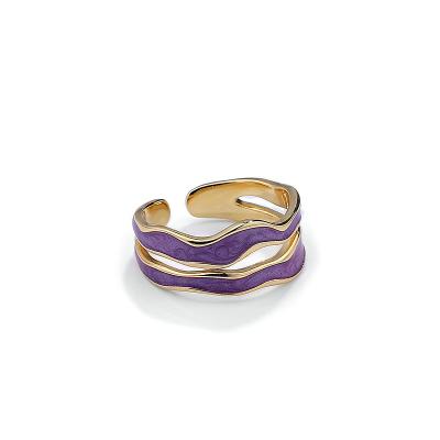 China Romantic Gold Plating Sterling Silver Rings, Luxury High Enamel Rings, Engagement Wedding Rings for sale