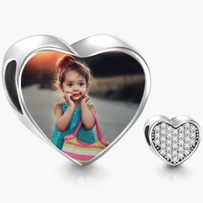 China High Quality Environmental Friendly Silver Heart Photo Frame Charms Wholesale Photo Charms for sale