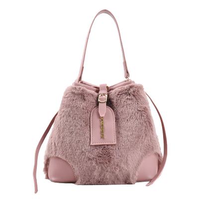 China High quality China supplier office lady bags custom logo fashion faux fur bucket bags for women for sale