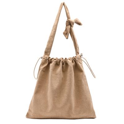 China Fashion Korean Style Canvas Tote Bags Durable Drawstring Bags For Student Travel School Bag for sale