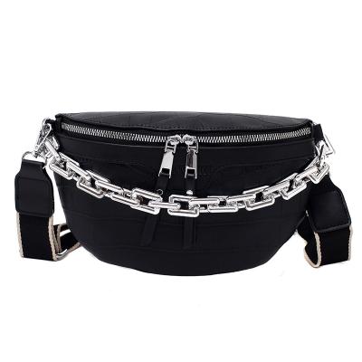 China Leather Cross Fanny Pack Chain Chest Pack Water Proof Women Waist Lady Bags - Body Shoulder Bag for sale