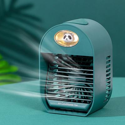 China Cute Min Cold Fan Portable Home Air Circulation Humidification Fan Creative Cozy Night Desktop Light Jet for sale