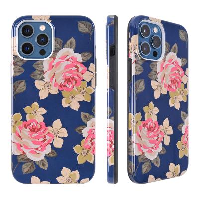 China Anti-fall Tpu+pc Quality Assurance 2 In 1 Flower Printing Women Personalized Phone Case for sale