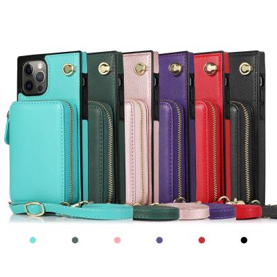 China Anti-fall Cross - Body Collar Fashion Brand Luxury Leather Phone Case For Ipone 12 pro for sale